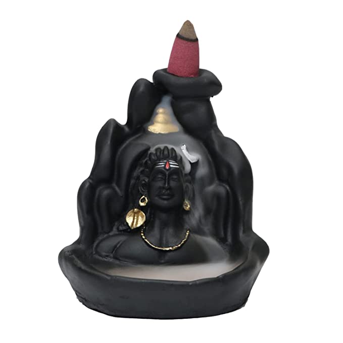 Handcrafted Lord Adiyogi Backflow Incense Burner & Smoke Fountain (Includes 101 Free Cones)
