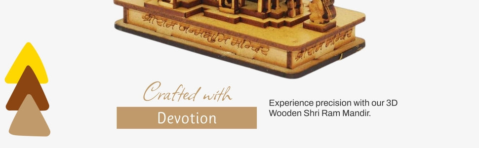 Handcrafted 3D Wooden Shri Ram Mandir Ayodhya Replica – Car Dashboard & Home Décor