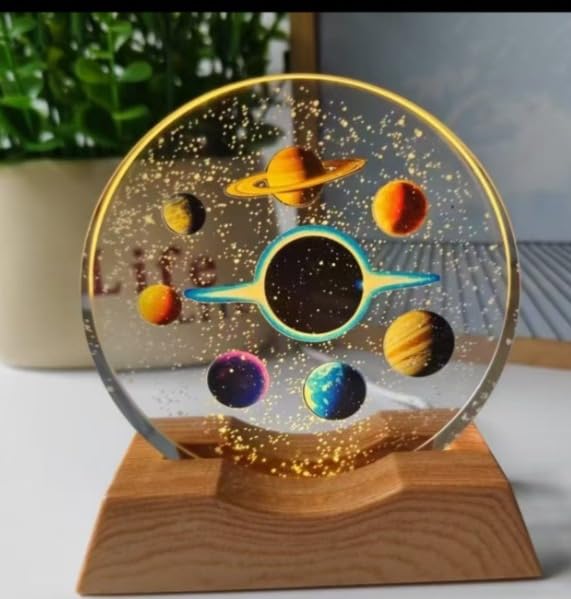 3D Space Illusion Acrylic LED Night Light – Warm White Desk Lamp