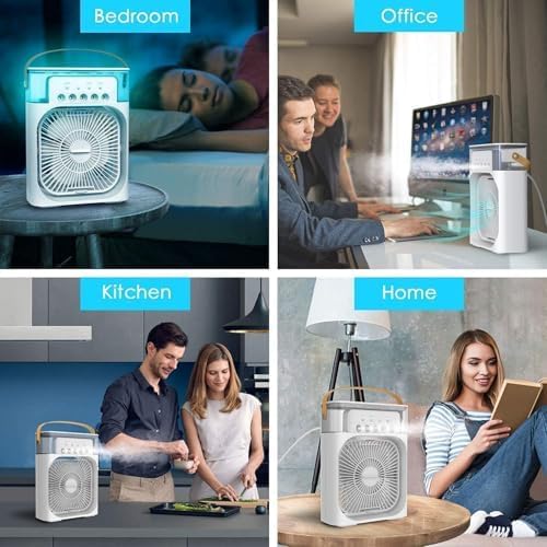 Portable Mini Air Cooler & Humidifier – 3 Speeds, 7-Color LED & Timer