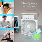 Portable Mini Air Cooler & Humidifier – 3 Speeds, 7-Color LED & Timer