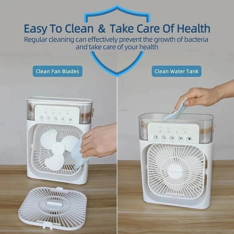 Portable Mini Air Cooler & Humidifier – 3 Speeds, 7-Color LED & Timer