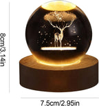 Magical 3D Glowing Crystal Ball Night Light with Wooden Base