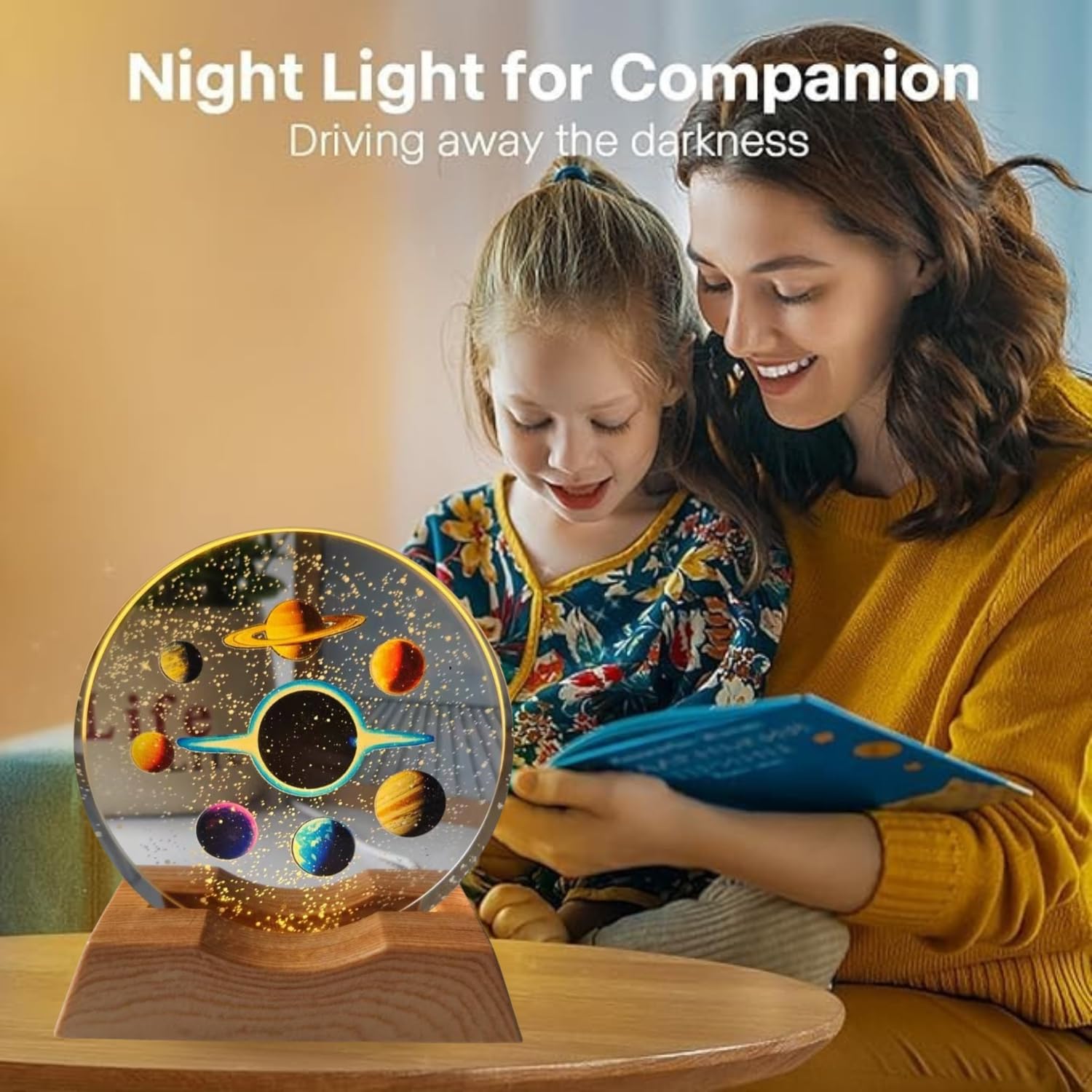 3D Space Illusion Acrylic LED Night Light – Warm White Desk Lamp