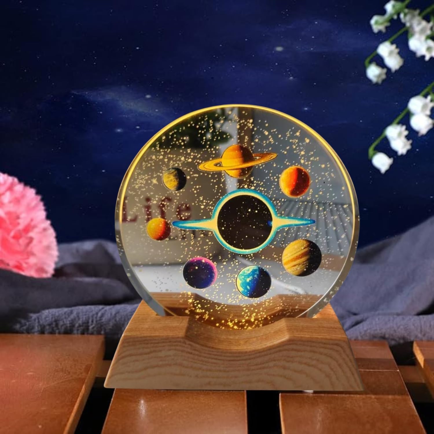 3D Space Illusion Acrylic LED Night Light – Warm White Desk Lamp