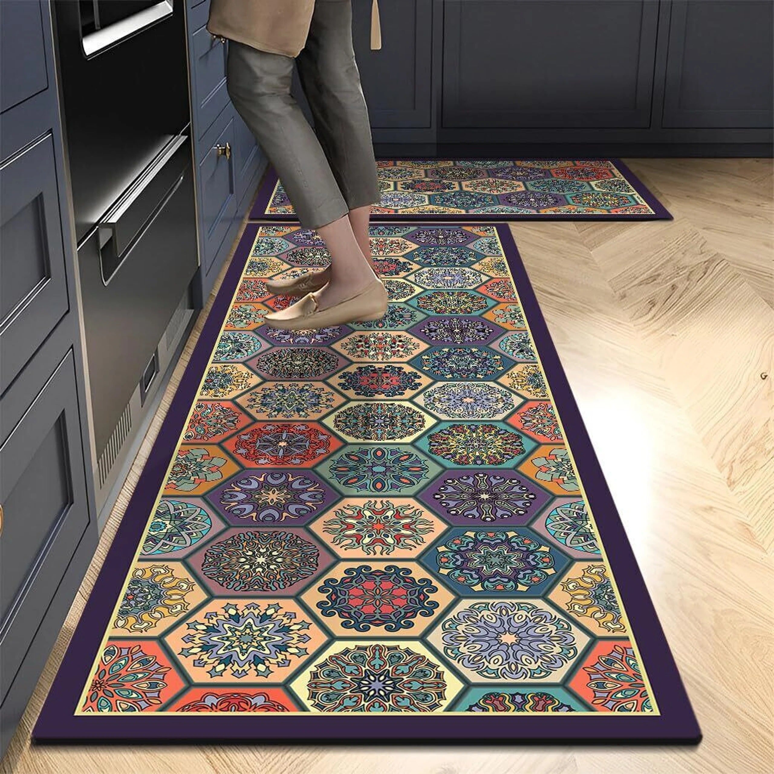 Dual Comfort Kitchen Mat Set (Long + Medium)