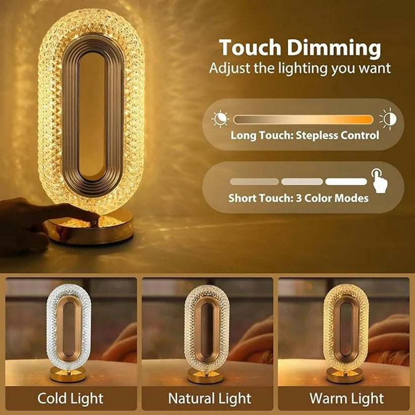 Touch Control Crystal Table Desk Lamp, 3-Way Dimmable Light, USB Crystal Diamond Table Lamp, Exquisite Night Stand Light Lamp Beside Lamp for Bedroom, Decorative Desk Lamp