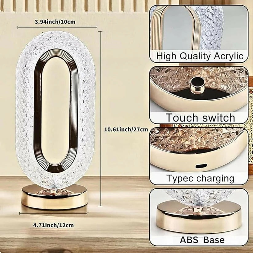 Touch Control Crystal Table Desk Lamp, 3-Way Dimmable Light, USB Crystal Diamond Table Lamp, Exquisite Night Stand Light Lamp Beside Lamp for Bedroom, Decorative Desk Lamp