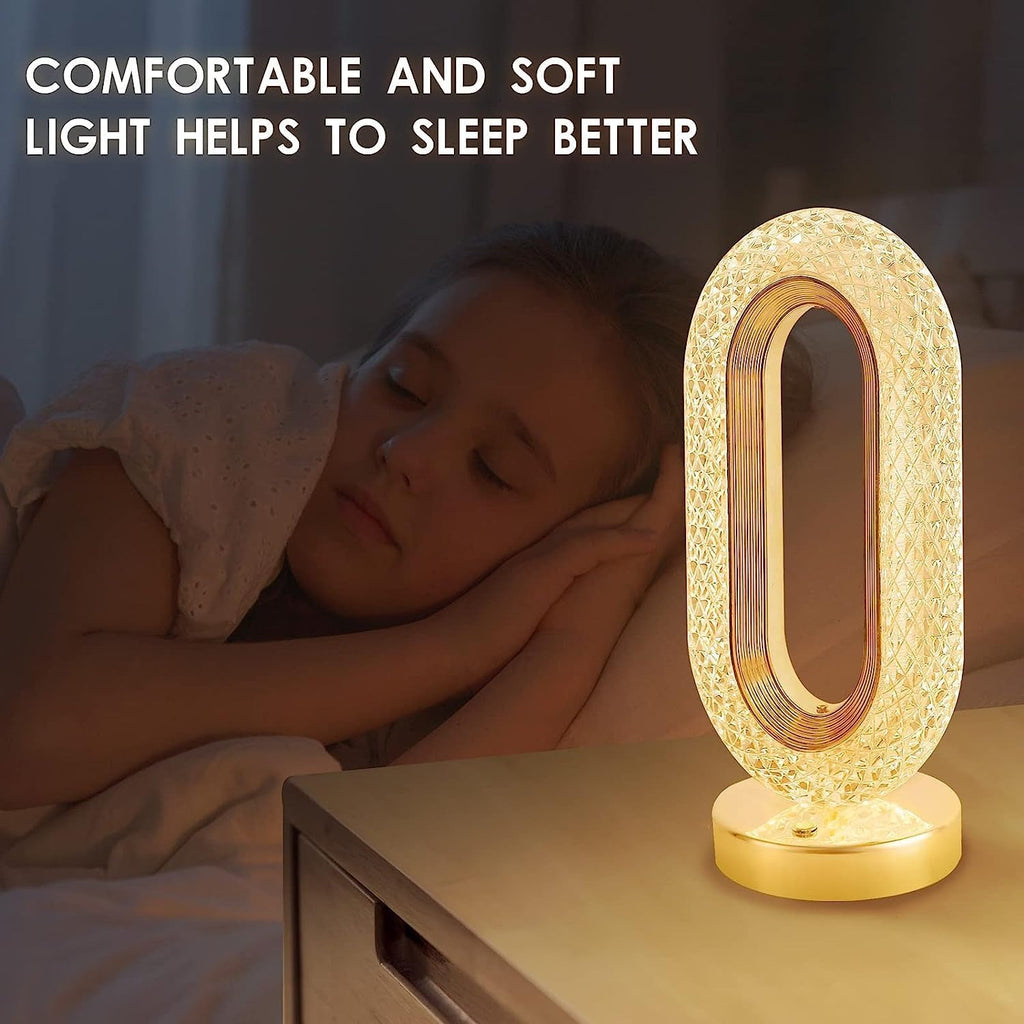 Touch Control Crystal Table Desk Lamp, 3-Way Dimmable Light, USB Crystal Diamond Table Lamp, Exquisite Night Stand Light Lamp Beside Lamp for Bedroom, Decorative Desk Lamp
