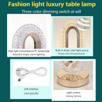 Touch Control Crystal Table Desk Lamp, 3-Way Dimmable Light, USB Crystal Diamond Table Lamp, Exquisite Night Stand Light Lamp Beside Lamp for Bedroom, Decorative Desk Lamp