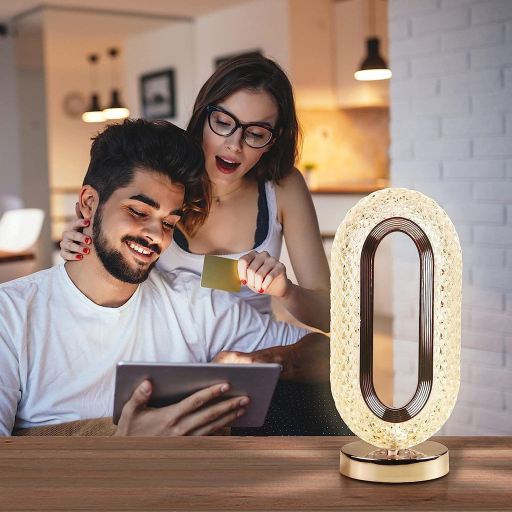 Touch Control Crystal Table Desk Lamp, 3-Way Dimmable Light, USB Crystal Diamond Table Lamp, Exquisite Night Stand Light Lamp Beside Lamp for Bedroom, Decorative Desk Lamp