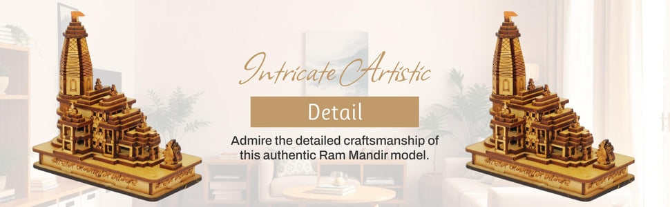 Handcrafted 3D Wooden Shri Ram Mandir Ayodhya Replica – Car Dashboard & Home Décor